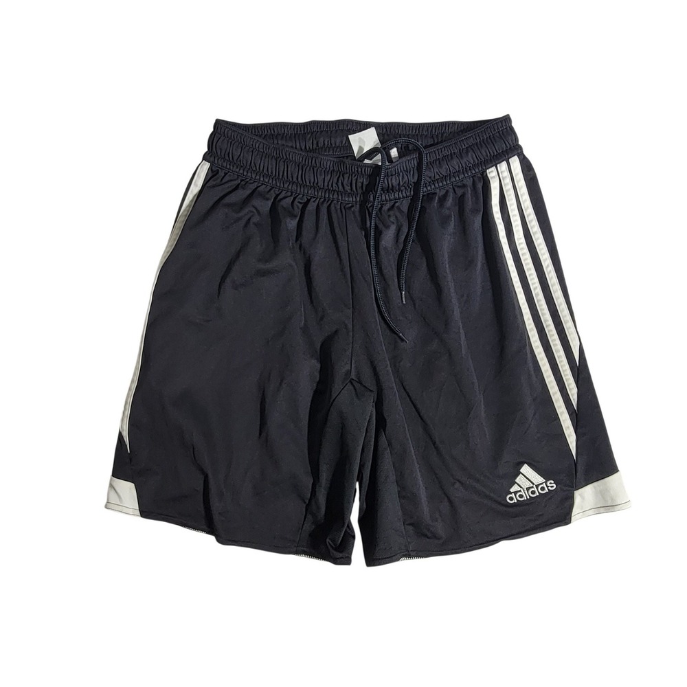 Adidas Climalite Soccer Shorts Mens Medium Black White Striped Athletic